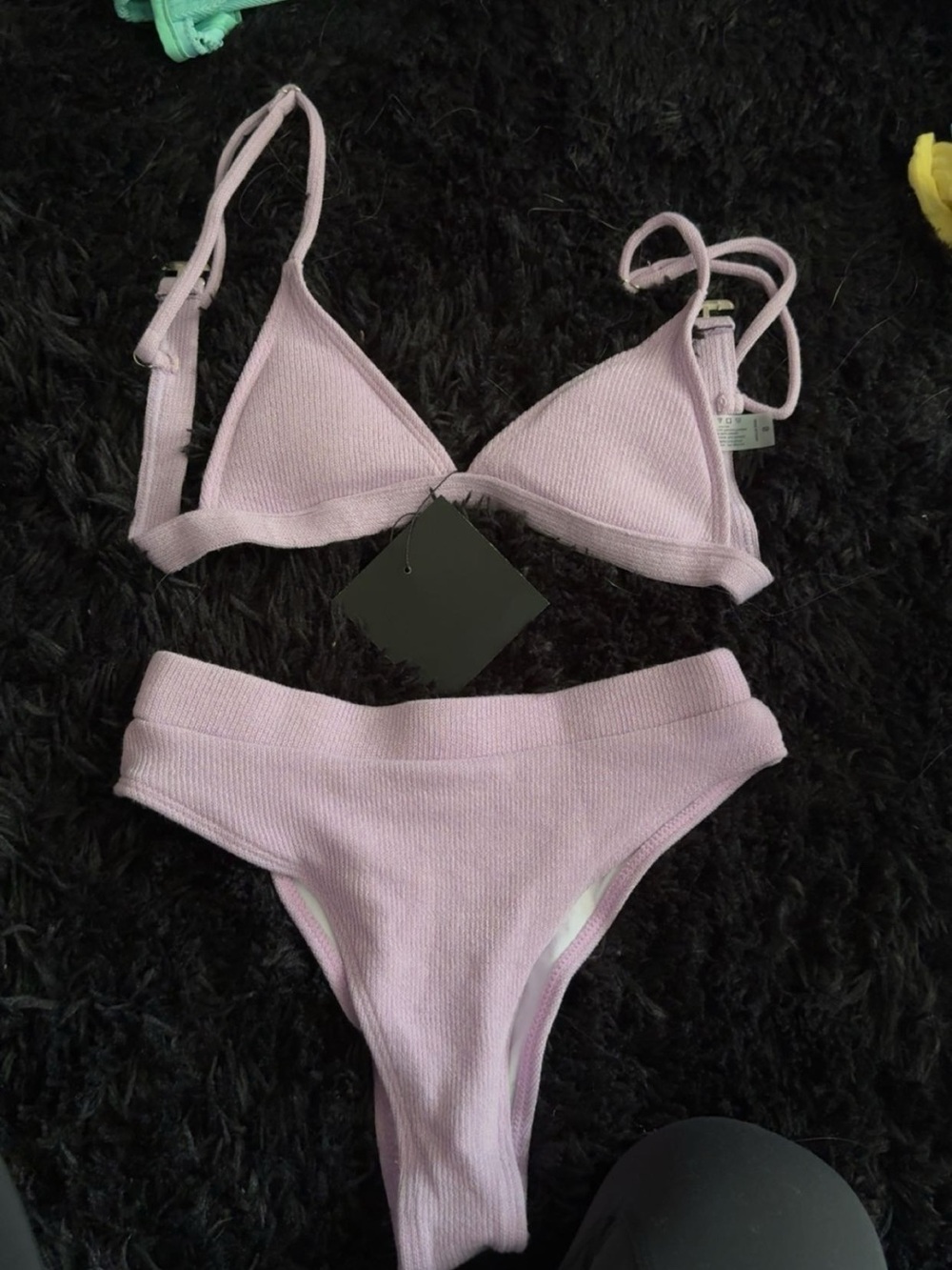Lilac Ribbed Triangle Bikini Set - Unbranded Women Swim Bikini